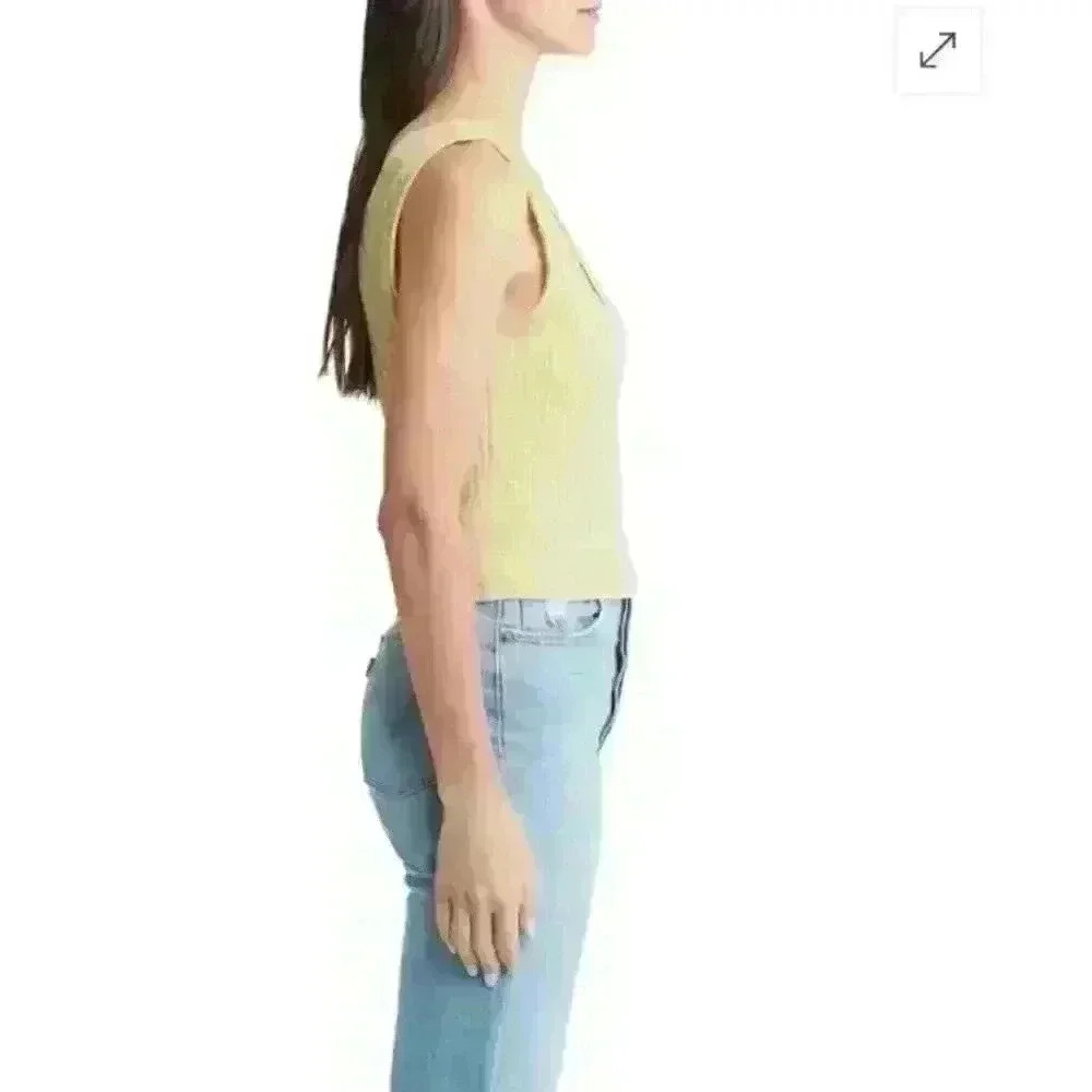 Madewell Rue Top - Geo Stretch Jacquard V Neck Tank in Pale Lichen NWT - Picture 3 of 7